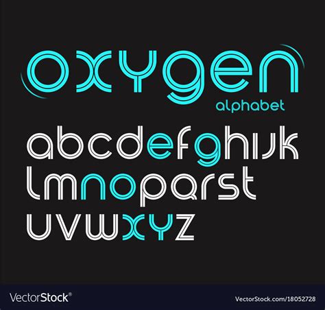 Round style minimalistic font alphabet Royalty Free Vector