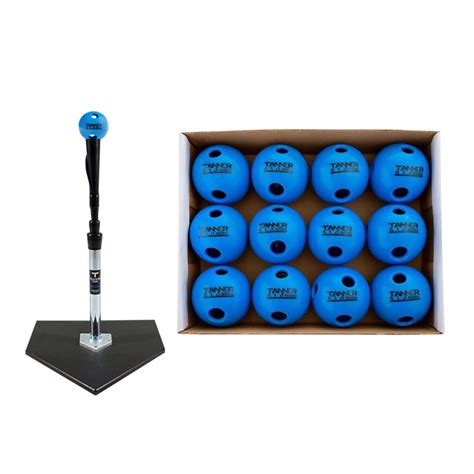 Premium TANNER TEE Batting Tee & Limited Flight Baseballs Bundle