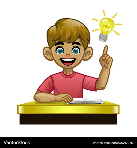 Cartoon white boy student in class Royalty Free Vector Image