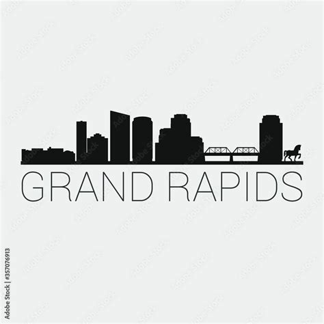 Grand Rapids Michigan Skyline. Silhouette City Design Vector Famous Monuments. Stock Vector ...