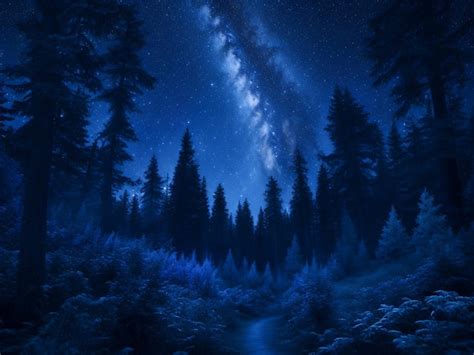 Premium AI Image | Mystical Moonlit Forest Serene Nature Night Background