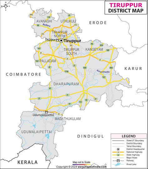 Tiruppur District Map, District Map of Tiruppur, Tamil Nadu