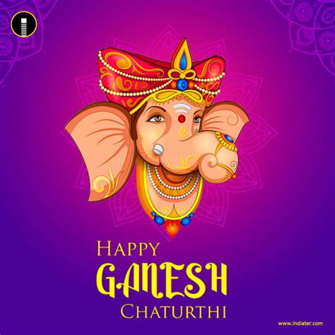 Free Happy Ganesh Chaturthi wishes Greetings Card PSD - Indiater