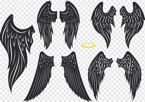 Wings, Bird Wing, Creative wings set, angle, text, monochrome png | PNGWing