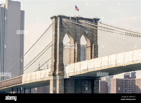 The iconic Brooklyn Bridge, one of the major landmarks in New York City, USA Stock Photo - Alamy