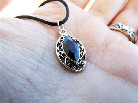 Sapphire Pendant Blue Silver Handmade Necklace Sterling 925 Jewelry Antique Vintage Gothic Dark Boho