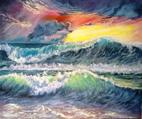 Ocean Wave Painting Beach Original Art Impressionist Art 10 x 10 Sea ...