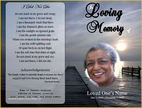 Create Free Obituary Templates Of 73 Best Printable Funeral Program ...