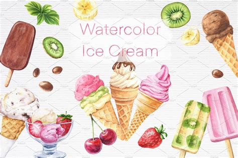 Watercolor Ice Cream – MasterBundles