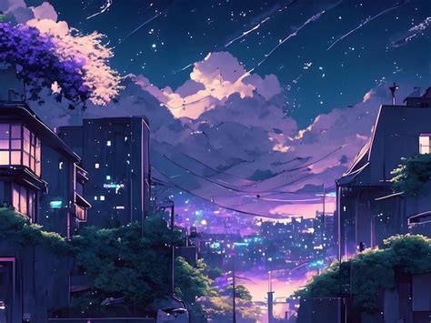 Premium AI Image | anime cityscape in the night