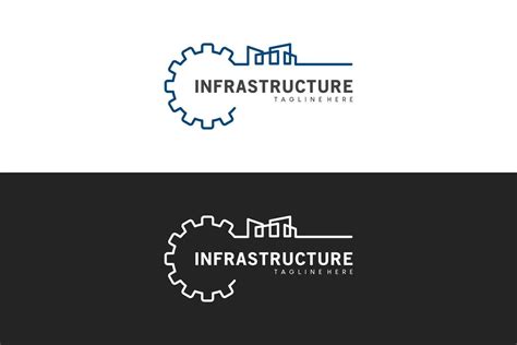 Infrastructure logo design template with creative gear and building vector illustration 34526632 ...