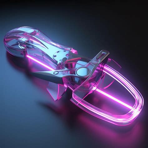 Premium AI Image | A pair of clear plastic nail clippers with a purple light on the bottom.