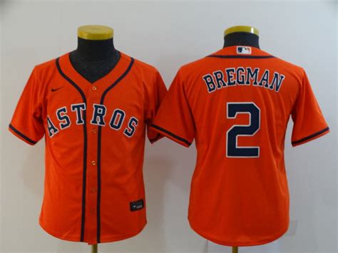 Youth Houston Astros #2 Alex Bregman Orange Stitched MLB Cool Base Nike ...