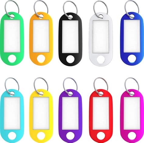 Key Tags, 50 Pack Tough Plastic ID Labels Keyring Keychain With Split ...