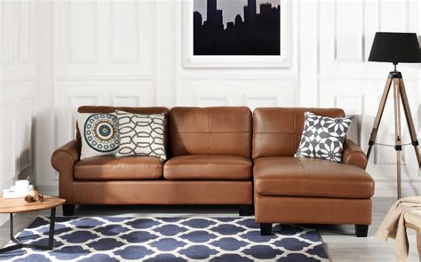 Light Brown Leather Match Upholstered Sectional Sofa, L-Shape Modern Left Facing Chaise ...