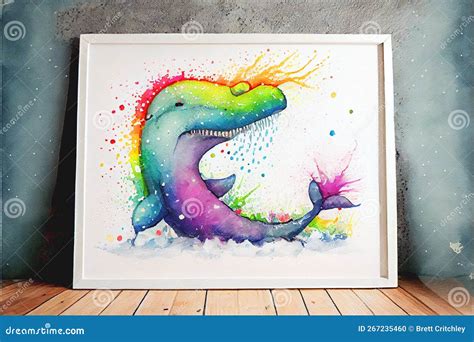 Colourful Rainbow Nessie the Loch Ness Monster Watercolor Painting ...