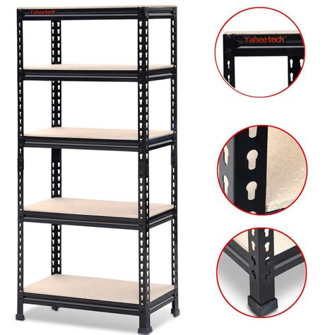 Yaheetech Adjustable 5-Shelf Steel Shelving Unit Storage Rack, 59"Height x 28"Width x 12" Depth ...