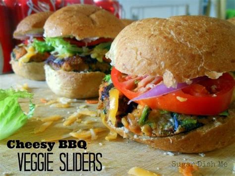 Cheesy BBQ Veggie Sliders - Sugar Dish Me