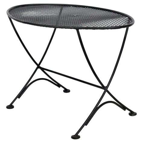 1950s Round Black Wrought Iron and White Milk Glass Tripod Occasional Table at 1stDibs