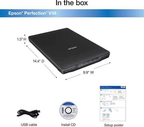 Epson Perfection V39 Advanced Flatbed Color Photo Scanner Black Epson ...