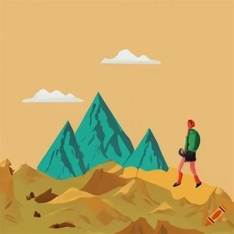 Isometric illustration of hiking in the mountains on Craiyon