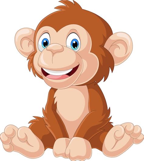 Premium Vector | Cute little monkey cartoon sitting