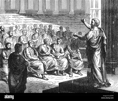 A meeting of the Athenian Council aka Boule, in 594. Each of 10 tribes provided 50 councillors ...