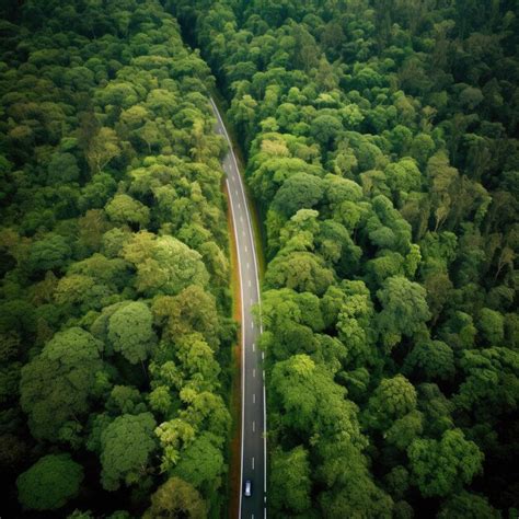 Premium AI Image | Aerial top drone view over green healthy forest with ...