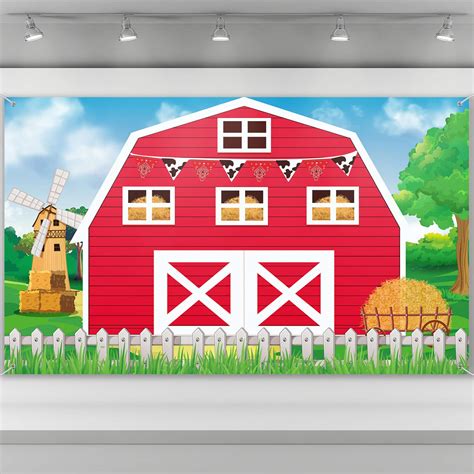 Farm Barn Door Backdrop Farm Birthday Party Supplies Barn Door Backdrop Banner Farm Photography ...