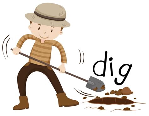 Cartoon Man Digging a Hole — Stock Vector © ronleishman #13980132