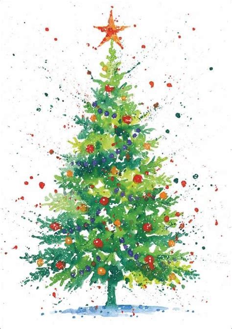 View source image | Watercolor christmas cards, Christmas tree drawing, Christmas paintings