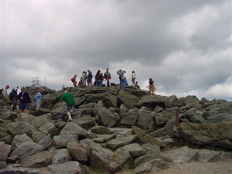 Tourists standing atop Mt. Washington