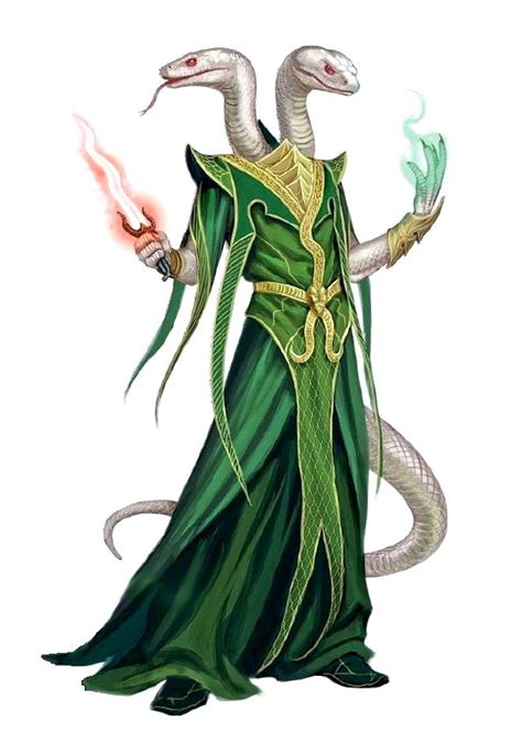 Male Two-Headed Serpentfolk Sorcerer - Pathfinder PFRPG DND D&D 3.5 5E ...