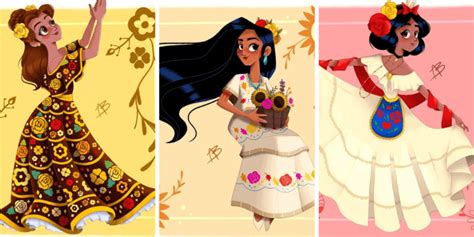 Artist Reimagines Disney Princesses in Mexican Dresses - Inside the Magic