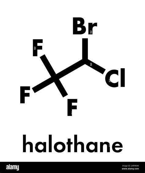 Halothane general anesthetic drug molecule. Skeletal formula Stock ...