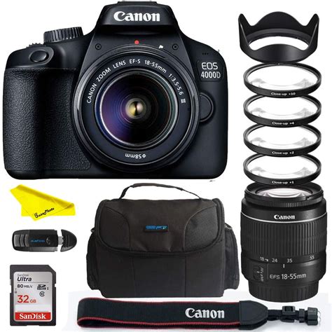 Canon EOS 4000D DSLR Camera EF-S 18-55 mm f/3.5-5.6 III Lens + Buzz ...