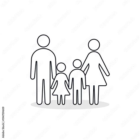 Family outline Icon, Vector isolated simple family flat design ...