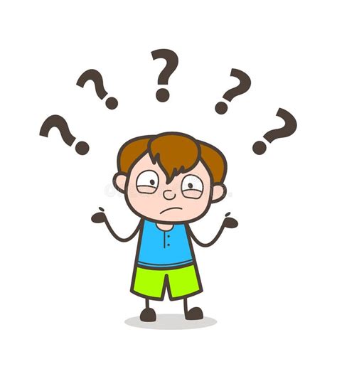 Confused Kid Facial Expression - Cute Cartoon Boy Illustration Stock ...