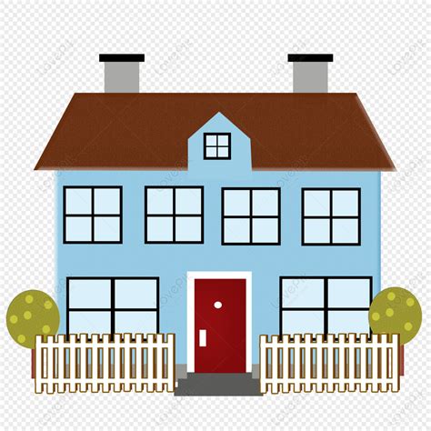 Cartoon Blue House, Tree, Building, Blue House PNG Picture And Clipart ...