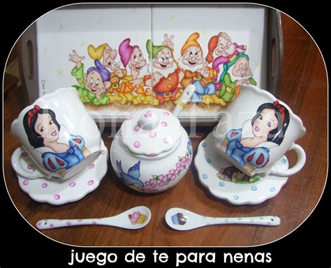 JUEGO DE TE PARA NENAS BLANCA NIEVES PINTADA A MANO FACEBOOK/DOÑATAZA Porcelain Art, Porcelain ...