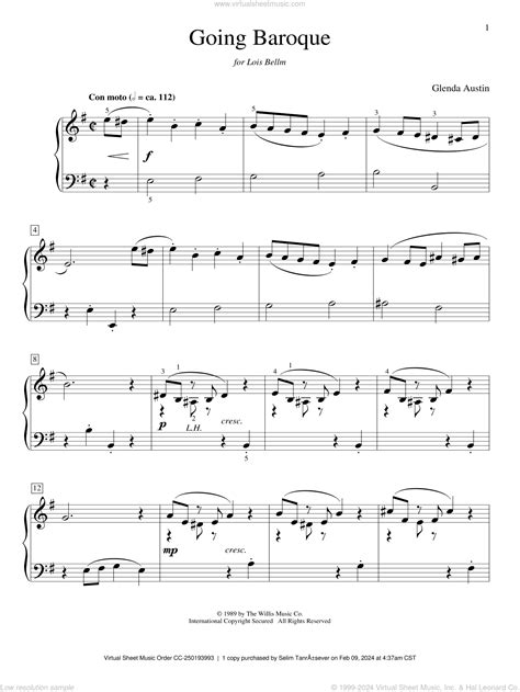 Going Baroque sheet music for piano solo (elementary) (PDF)