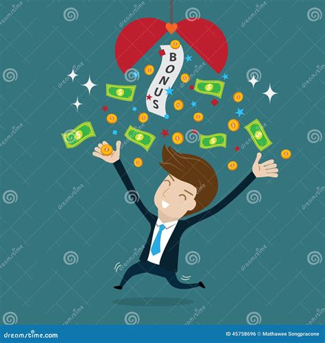 Businessman Happy Under Falling Raining Money Shower Cartoon Vector | CartoonDealer.com #100136469