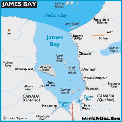 James Bay Map and Map of James Bay Depth Size History Information Page