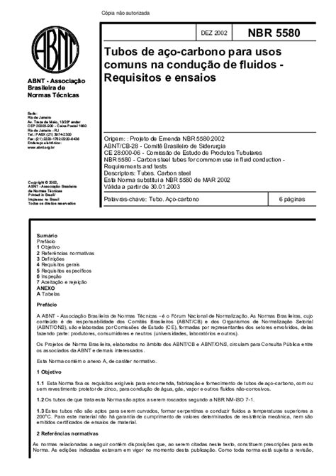 (PDF) Abnt Nbr 5580 Tubos de Aco Carbono Para Usos Comuns Na Conducao de Fluidos | Quele ...