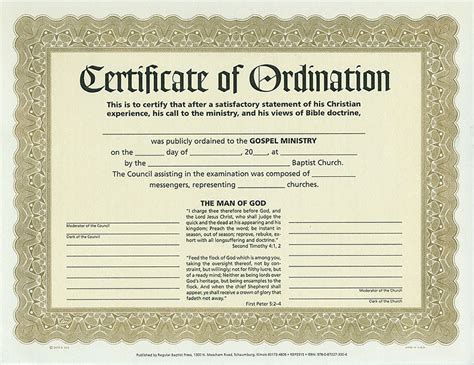 Baptist Ordination Certificate | TUTORE.ORG - Master of Documents