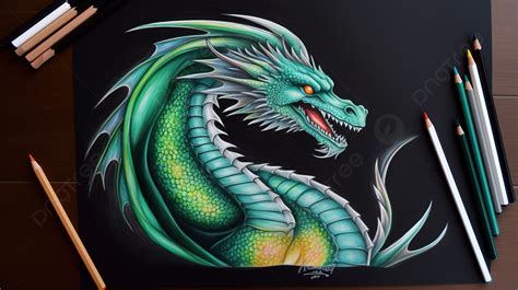 Art Of Drawings Of Dragons Background, New Dragon Drawing With Colored ...