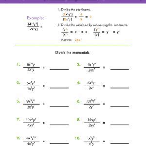 Dividing Monomials Worksheet - resultinfos