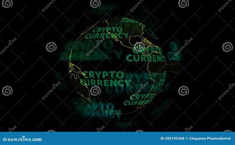 World Map with Cryptocurrency Digital Text and Blur Ray Rotating Stock Footage - Video of ...