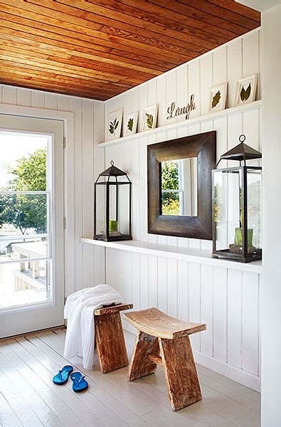 White Painted Floor - Cottage - entrance/foyer - Laura Hay Decor Design