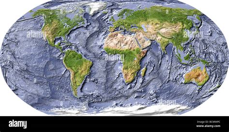 World map, shaded relief with shaded ocean floor Stock Photo - Alamy